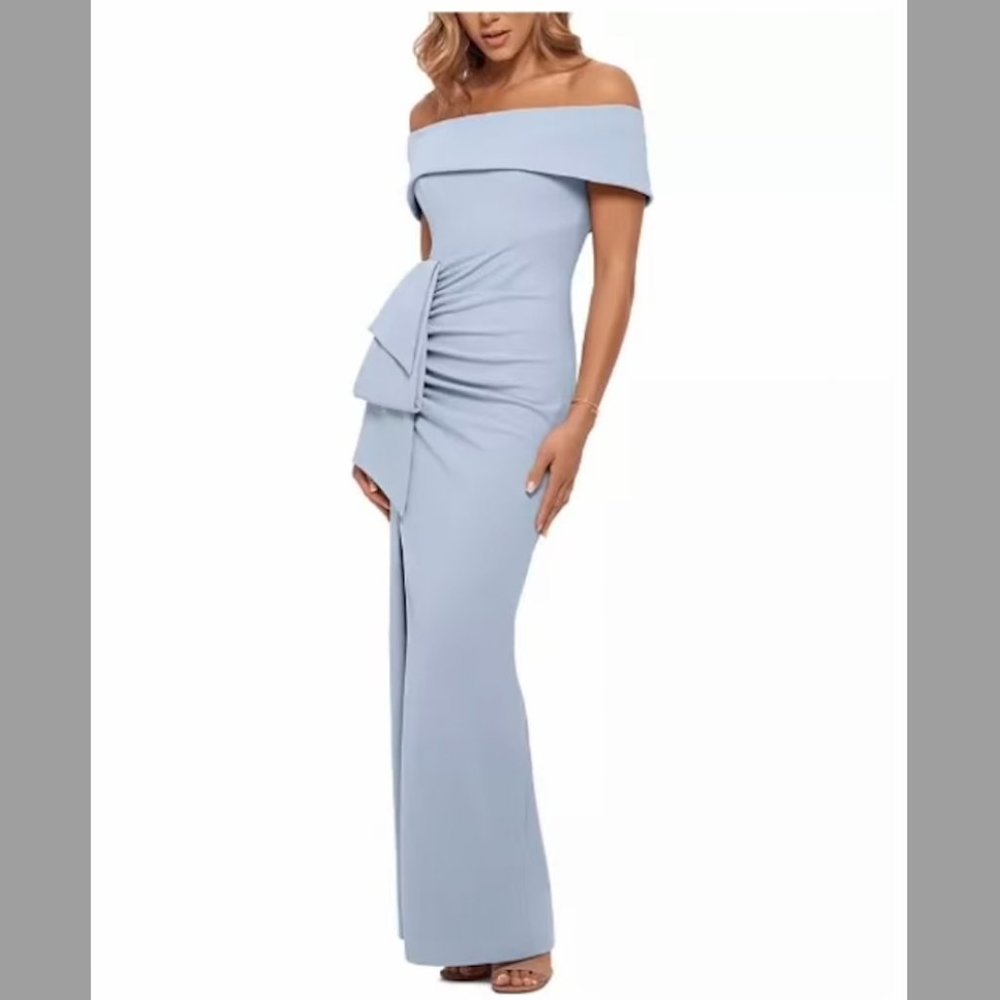 Baby Blue Off The Shoulder Gown